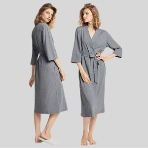 Sioro Cotton Kimono Robe in Grey | Medium